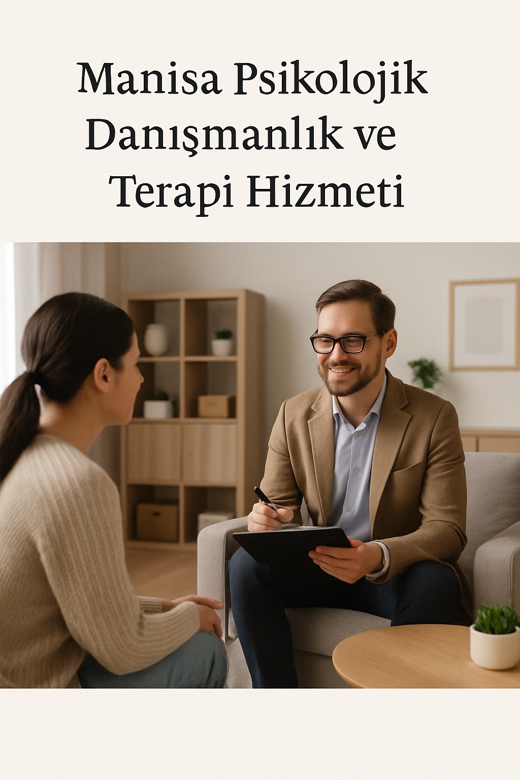 Manisa’da bir psikolojik danışman, konforlu bir ofis ortamında danışanı ile yüz yüze terapi seansı gerçekleştiriyor. Terapi süreci, bireyin kendini ifade etmesine, sorunlarını yapılandırmasına ve duygusal yükünü hafifletmesine olanak tanımaktadır. Psikologun danışanıyla kurduğu profesyonel ve güven verici iletişim, psikolojik destek sürecinin sağlıklı yürütülmesini sağlar. Görsel, Manisa psikolojik danışmanlık ve terapi hizmetleri kapsamında sunulan profesyonel yaklaşımı ve samimi terapi ortamını temsil etmektedir. Ruhsal denge, kişisel gelişim ve sağlıklı iletişim için bu destek oldukça değerlidir.